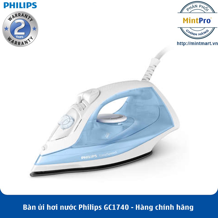 Bàn ủi hơi nước Philips GC1740 – Hàng Chính Hãng – Bảo Hành 2 Năm Toàn Quốc