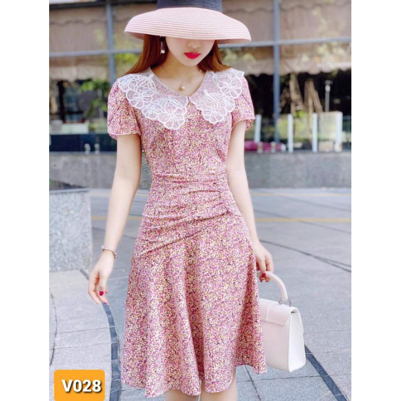 Váy hồng hoa nhí cổ ren V1502 - Rùa SHOP DOLCE VIVA COLLECTION ( ảnh trải sàn do chính tay chị chủ tự chụp)