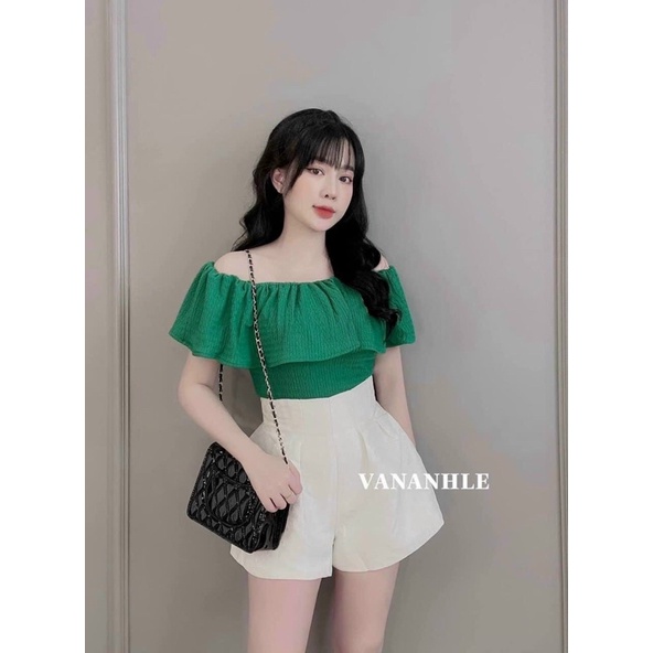 Áo kiểu xốp trễ vai bèo sexxy, Áo thun kiểu thiết kế sang chảnh AK6035 - NhiNhi Shop