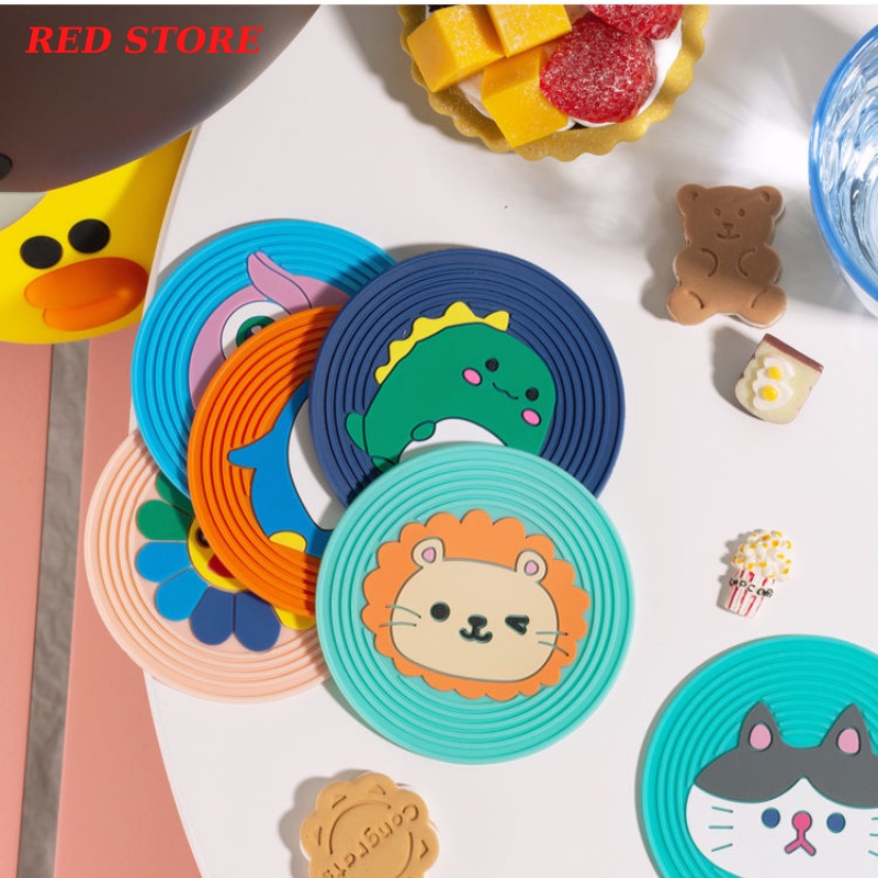 Tấm lót ly silicone dễ thương, tấm lót cốc chịu nhiệt cute|| RED STORE