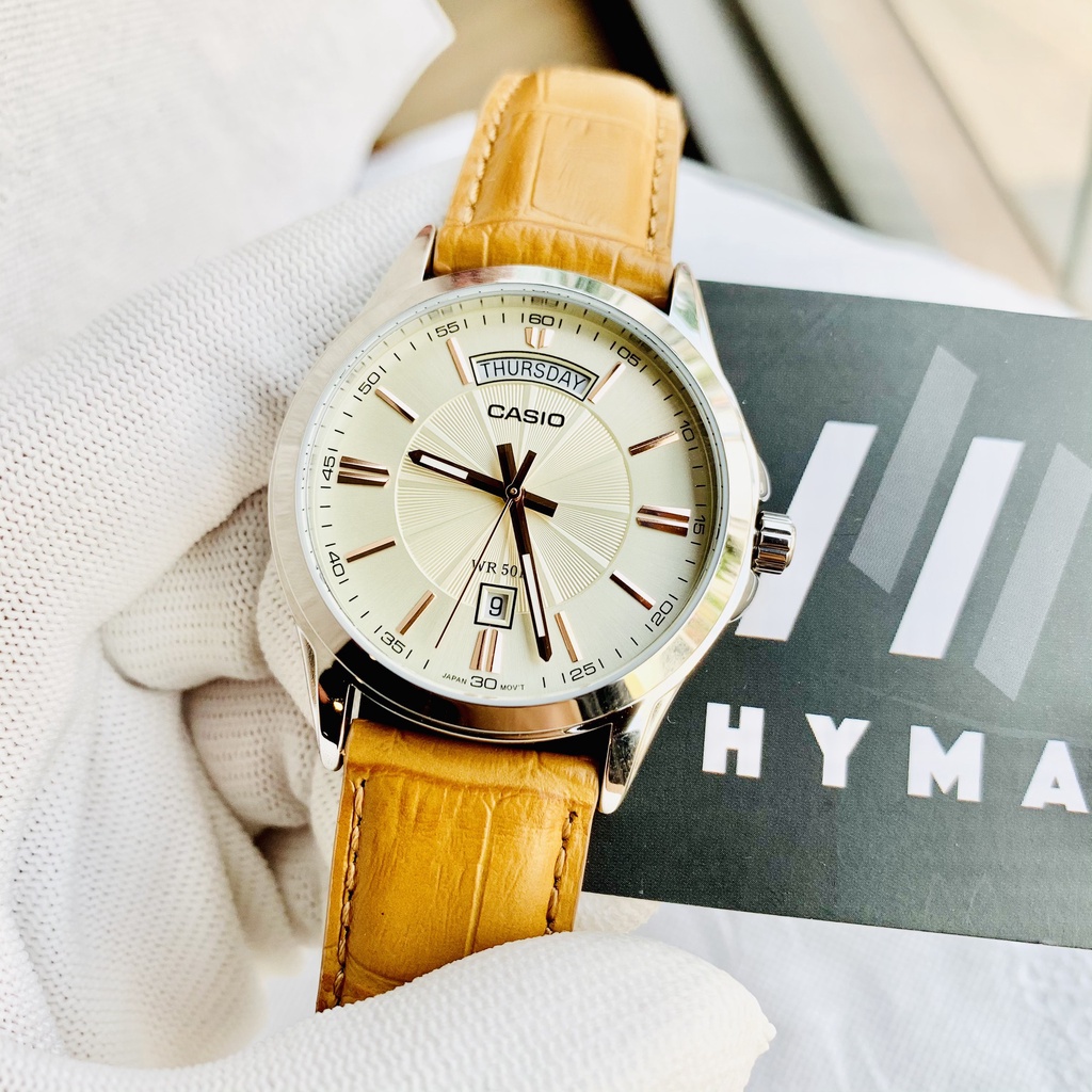 Đồng hồ nam dây da sang trọng Casio MTP 1381L-9AVDF chống nước 5ATM Bảo hành 1 năm Hyma watch