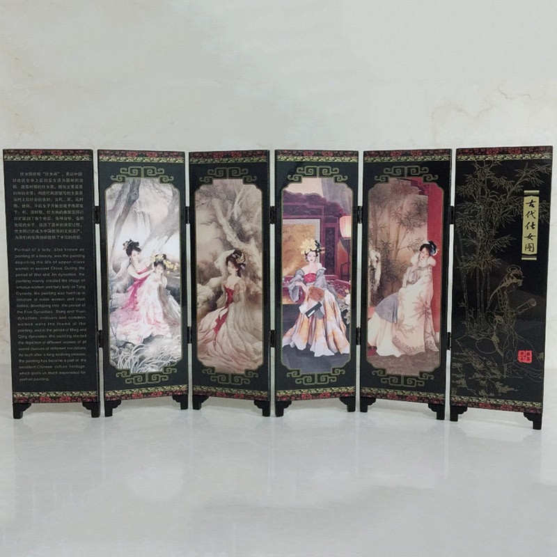 6 Panel Chinese Beauties Room Divider Hand Made Privacy Screen/Separator Frame