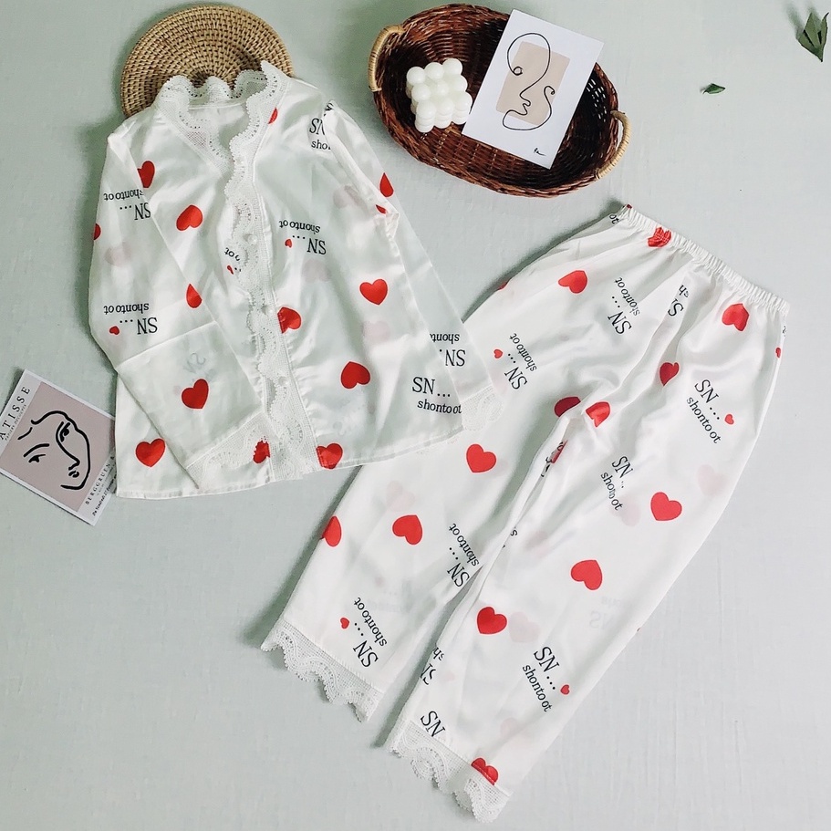 Bộ Đồ Ngủ Pijama Lụa Satin, Bộ Đồ Ngủ Dài Tay Mềm Mịn Cho Bé Gái [BN24] - Babimama | WebRaoVat - webraovat.net.vn