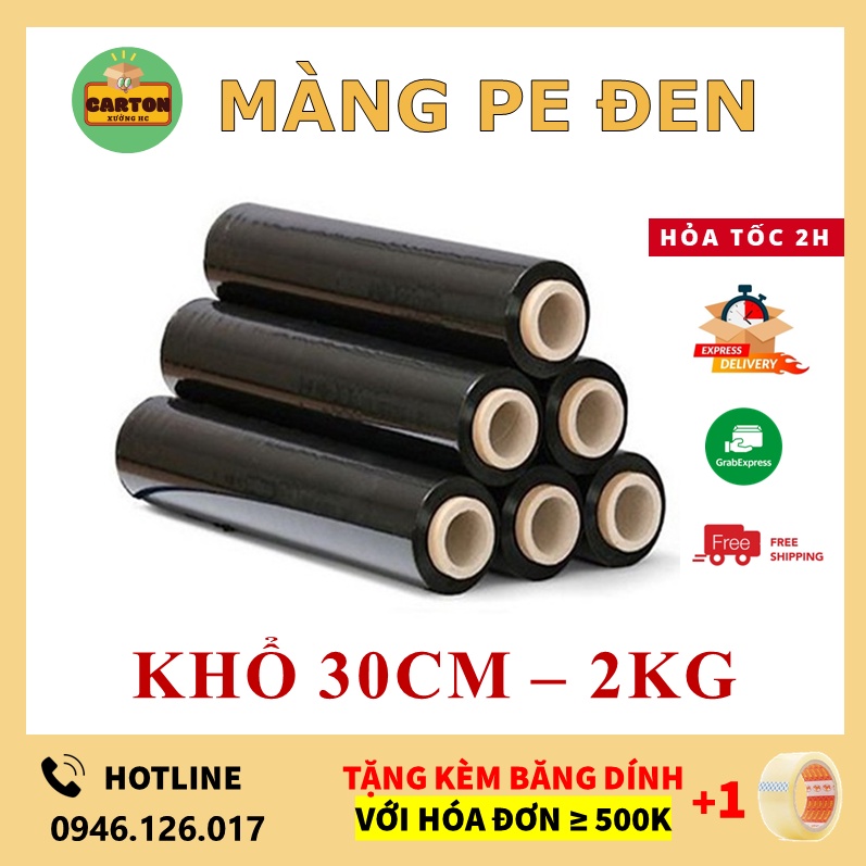 Màng PE Đen  khổ 30Cm, Màng Co PE Đen, Màng Nilong Đen Màng Chít quấn hàng bọc hàng