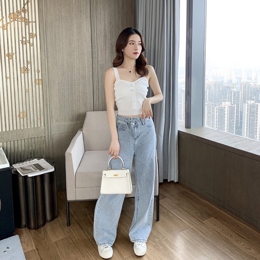 Áo hai dây ZHELIHANGFEI dệt kim dáng ngắn hở lưng thời trang gợi cảm