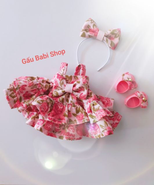 Set đầm tặng cài tóc cho búp bê baboliy, size 1/8, 5inch, ob11, ddf, blythe, animator