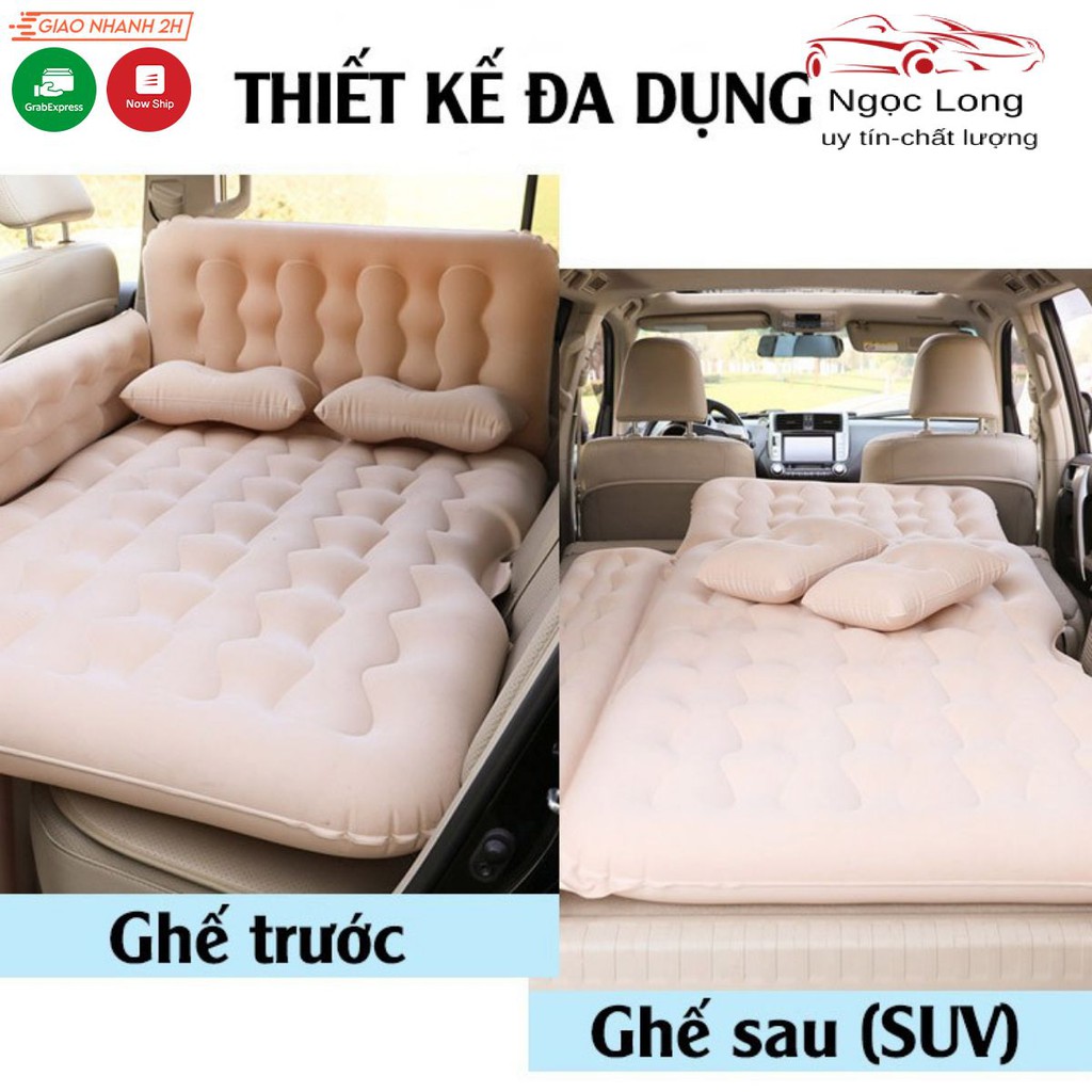 Đệm hơi ô tô chất nhung ✔COBOO  2 gối, bộ bơm điện, túi đựng, miếng vá dự phòng✔ an toàn cho gia đình , đảm bảo sức khỏe