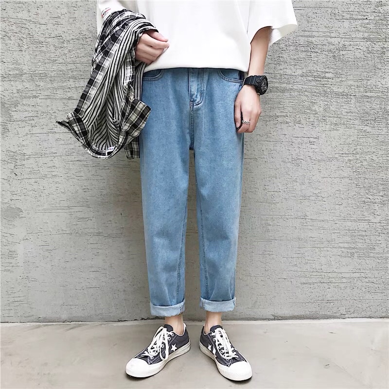 Quần Jean Baggy nam nữ ống suông Ulzzang