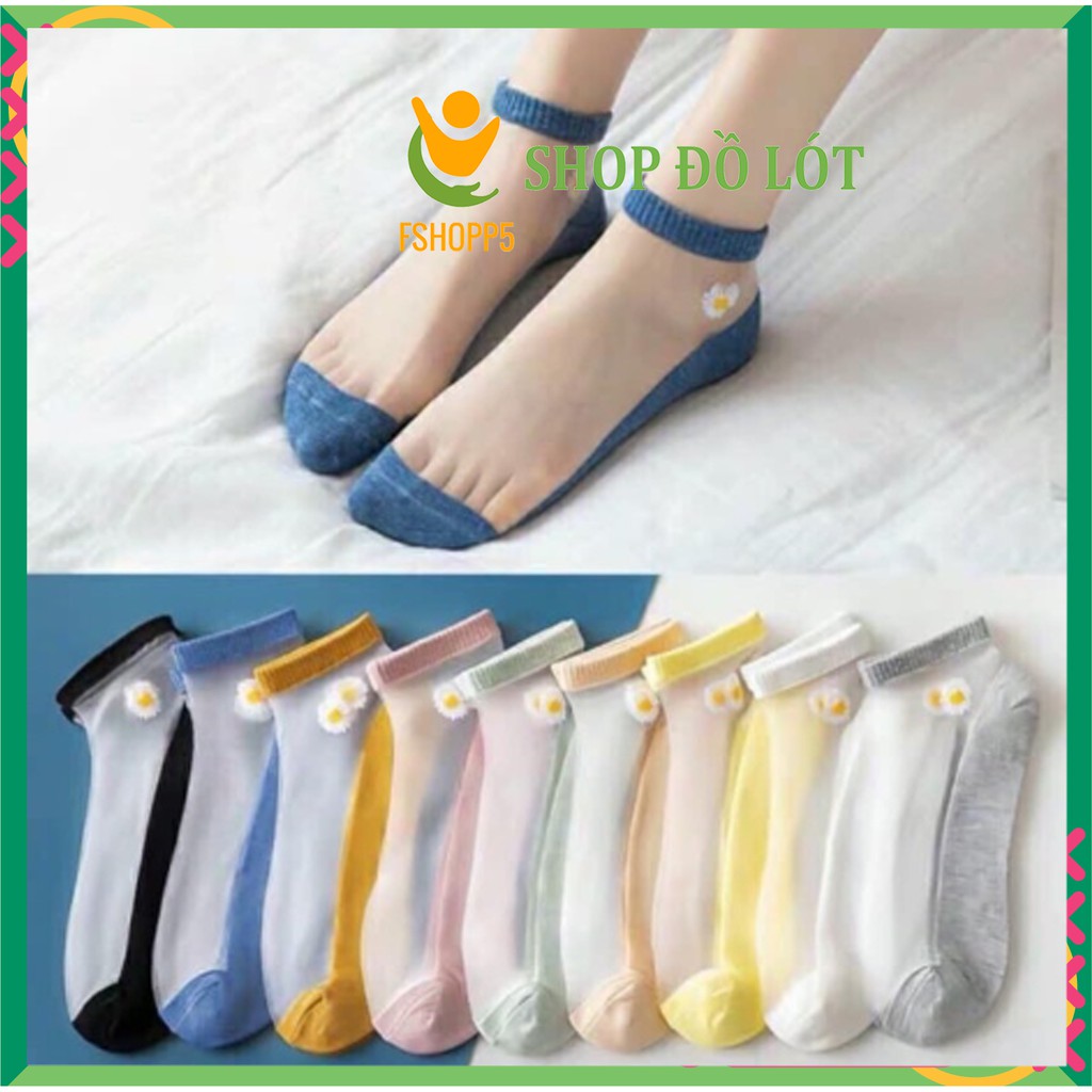 Tất Vớ lưới hoa cúc nữ cổ ngắn hàn quốc kiểu hài ren công chúa kháng khuẩn nhiều màu đẹp TATNU08