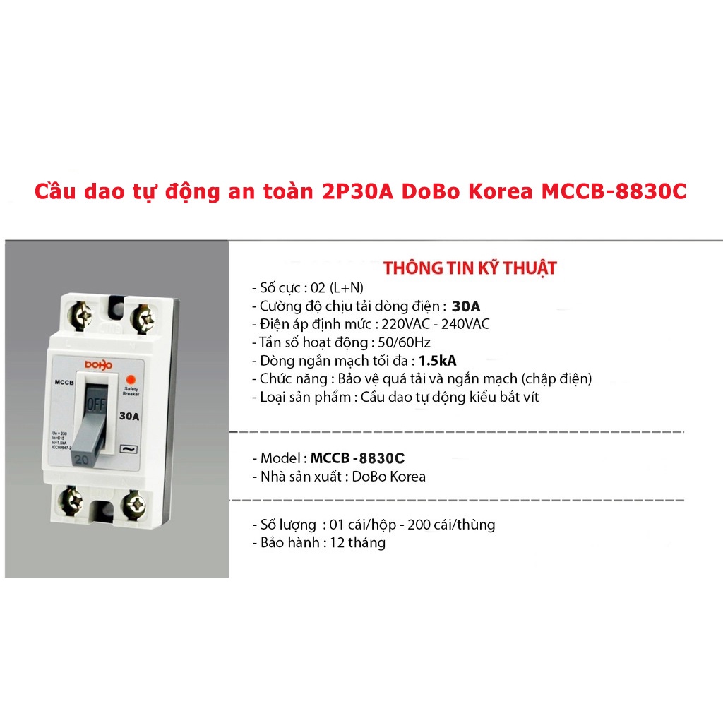 Cầu dao tự động an toàn CB  DoBo Korea