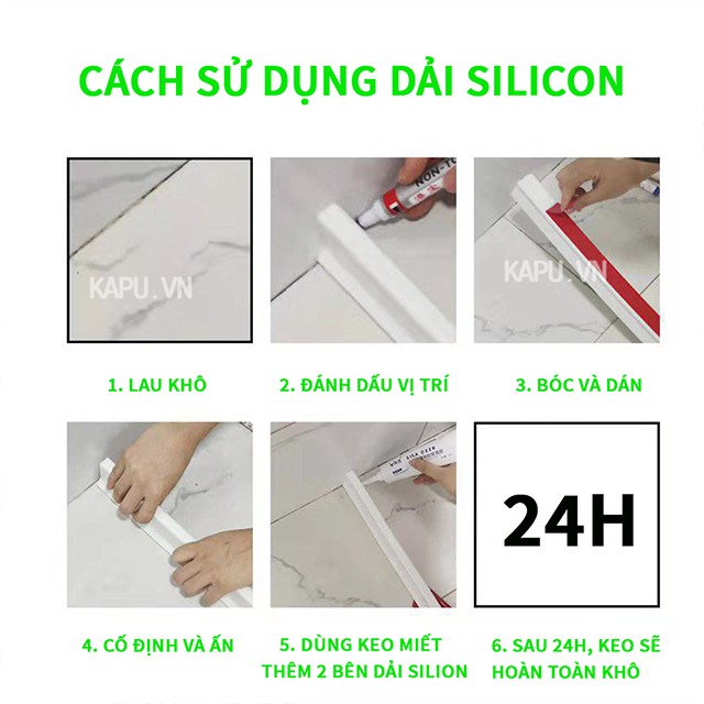 Dải Silicon Chặn Nước Tiện Lợi Dùng Cho Nhà Tắm, Nhà Vệ Sinh, Chỗ Rửa Tay, Máy Giặt