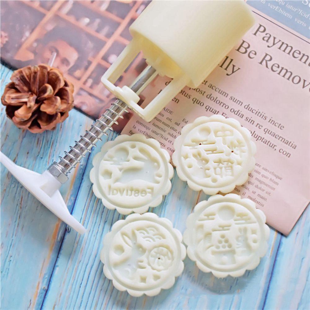 Set 4 Khuôn Làm Bánh Trung Thu Dạng Nhấn Thủ Công Có Thể Tái Sử Dụng