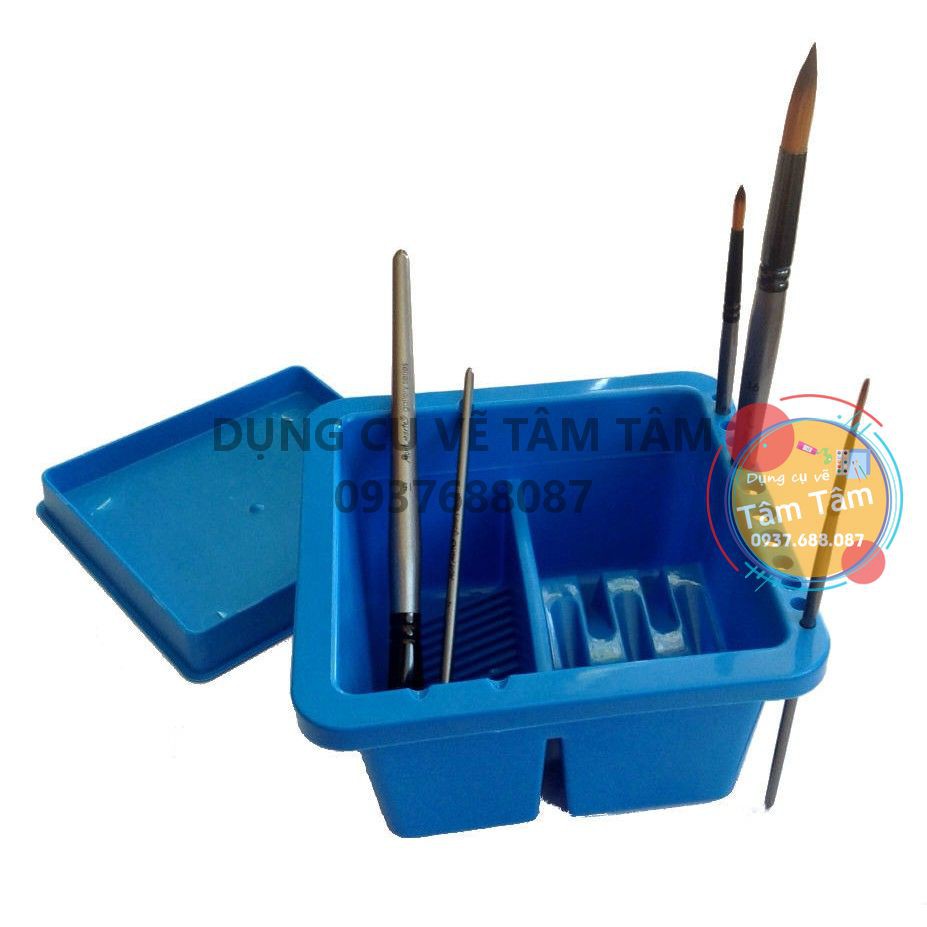 [TÂM TÂM]-Xô rửa cọ Mont Marte 2 ngăn nhựa vuông-(Shop giao màu Tím ah)