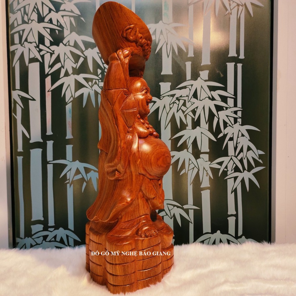 Tượng phật di lặc dâng vàng vạn sự như ý gỗ hương cao 40 cm