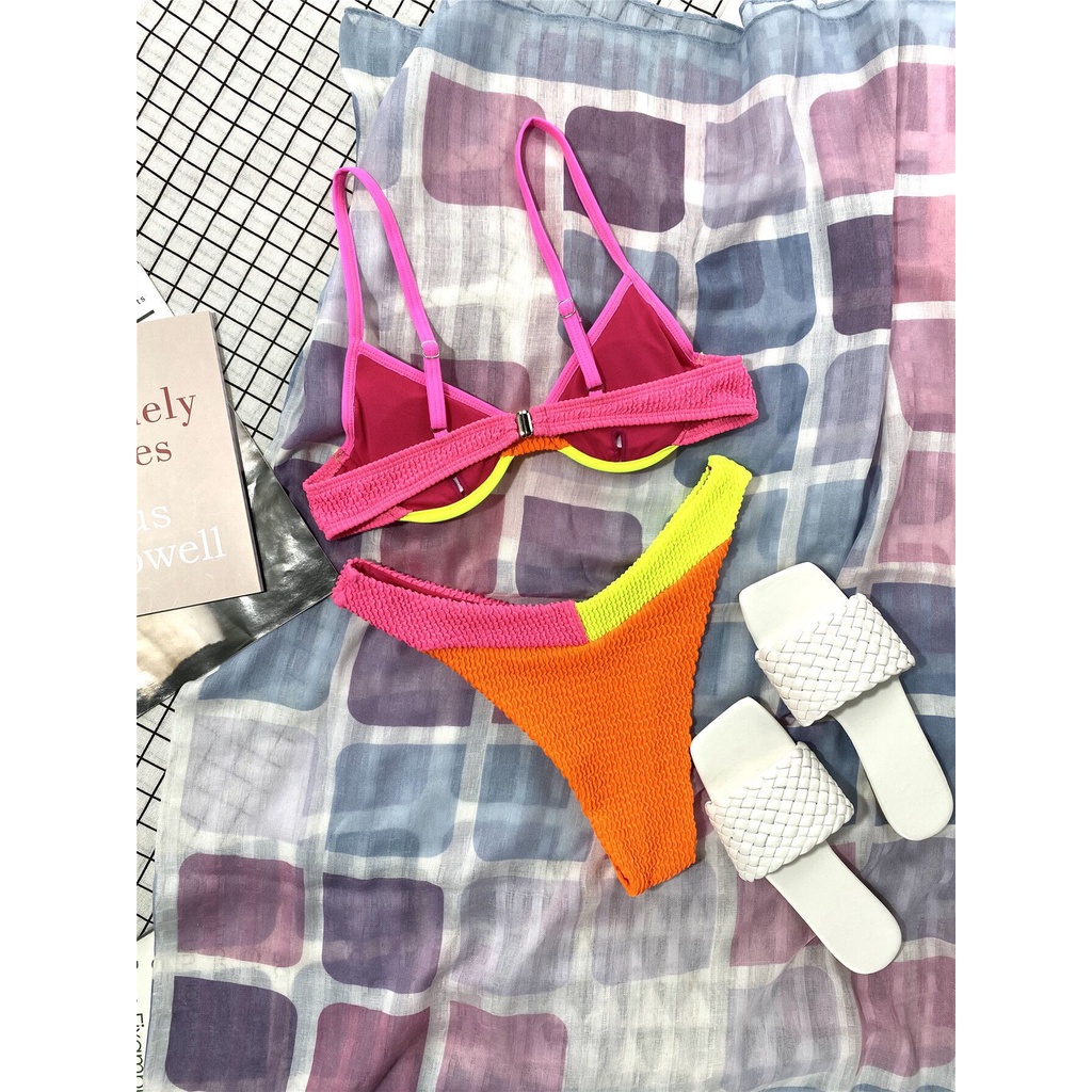 Bộ Bikini Hai Mảnh Màu Cam Neon Có Đệm Nâng Ngực Zms48 | BigBuy360 - bigbuy360.vn