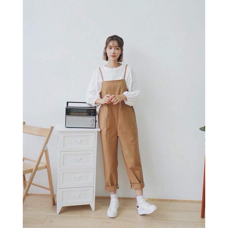 Sét yếm quần kaki nơ bụng kèm áo KAN0310