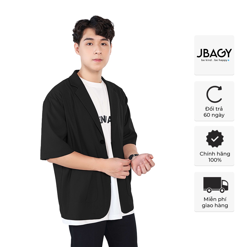 Áo blazer tay lỡ unisex phong cách Hàn Quốc, áo khoác nam form rộng vải cotton lạnh thương hiệu JBAGY - JK0102