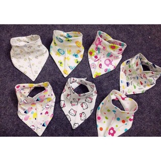 Set 10 yếm tam giác cotton 2 lớp cúc bấm