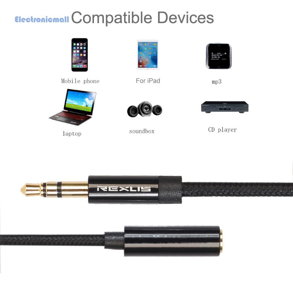Dây cáp âm thanh nối dài sợi bện đầu cắm sang lỗ cắm 3.5mm dành cho tai nghe