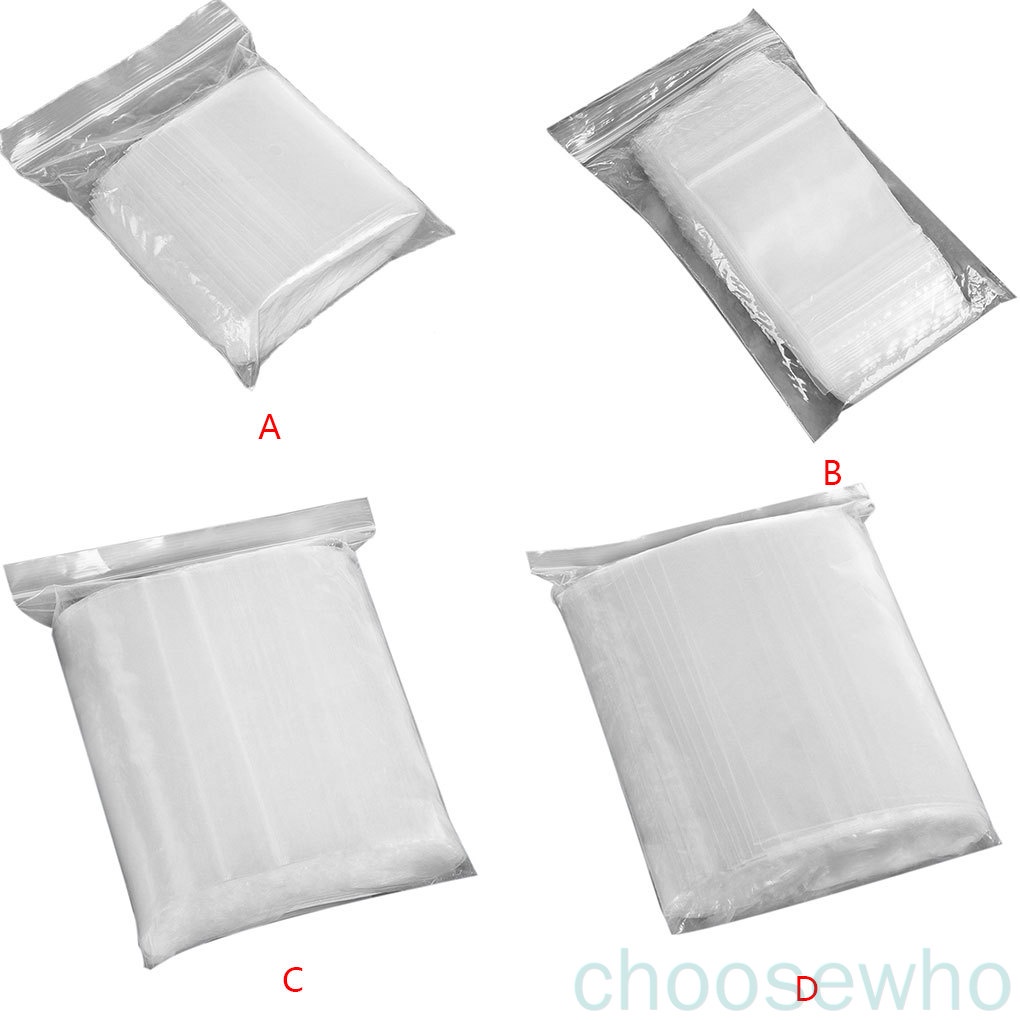 100 Túi zip màu trong suốt dùng đựng trang sức bảo quản thực phẩm tiện lợi