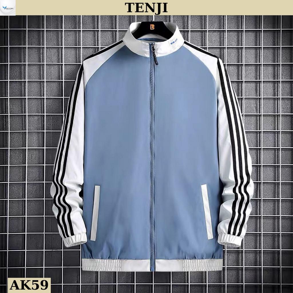 Áo khoác dù nam ak59tj ao khoác nam 3 sọc tay họa tiết cá tính trẻ trung năng động tenji store
