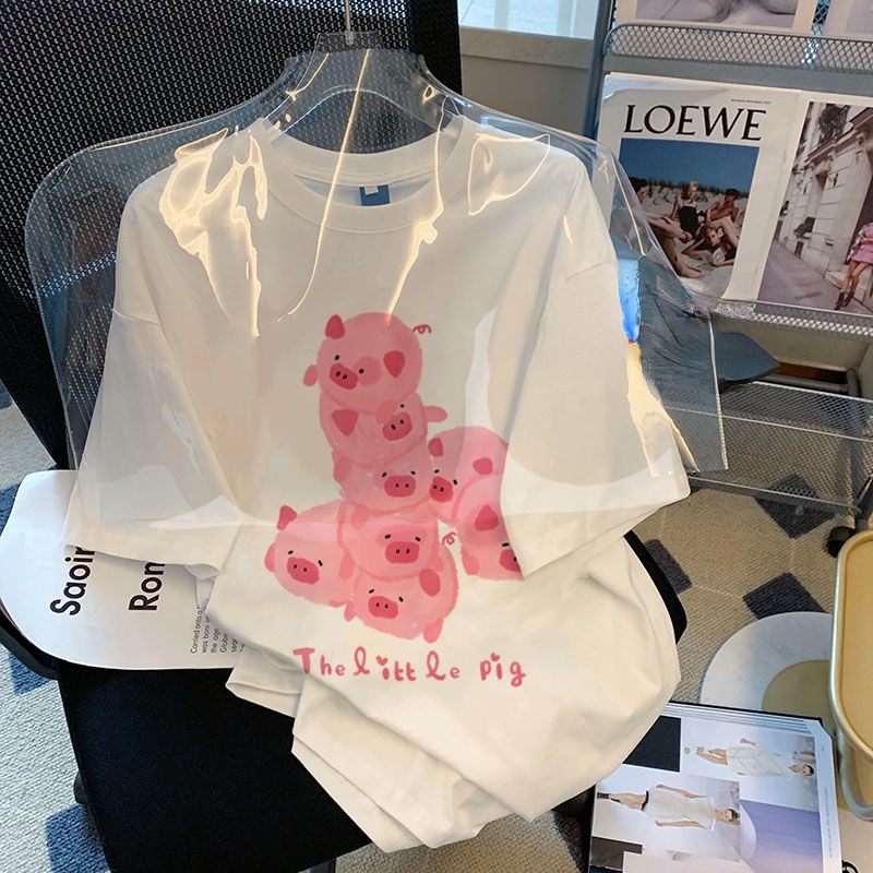 Áo Thun In Hình Chú Heo Dễ Thương Thời Trang Mùa Hè