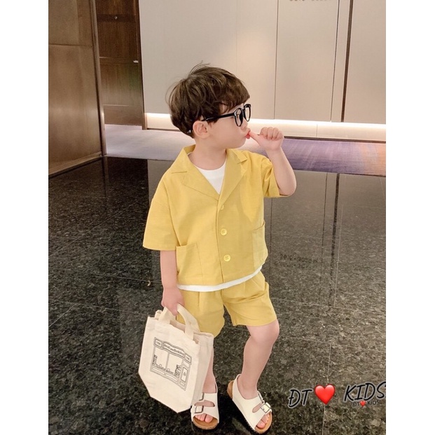 bộ đũi giả vest vàng xanh cho bé