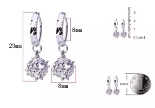 Bạc 925 - Bông tai tròn hạt đá lấp lánh