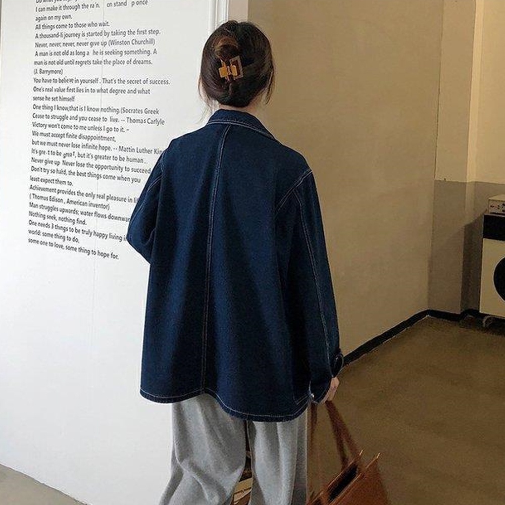 IMAODOU Áo Khoác Jean Nữ Tay Dài Cá Tính Sành Điệu