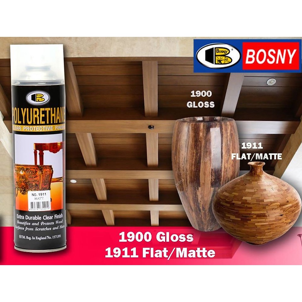 Sơn xịt bóng gỗ Pu Polyurethane Bosny – Nhập khẩu Thái Lan