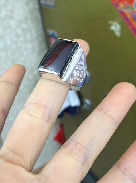 Nhẫn nam bạc nmj 2 mẫu đen đá nhân tạo