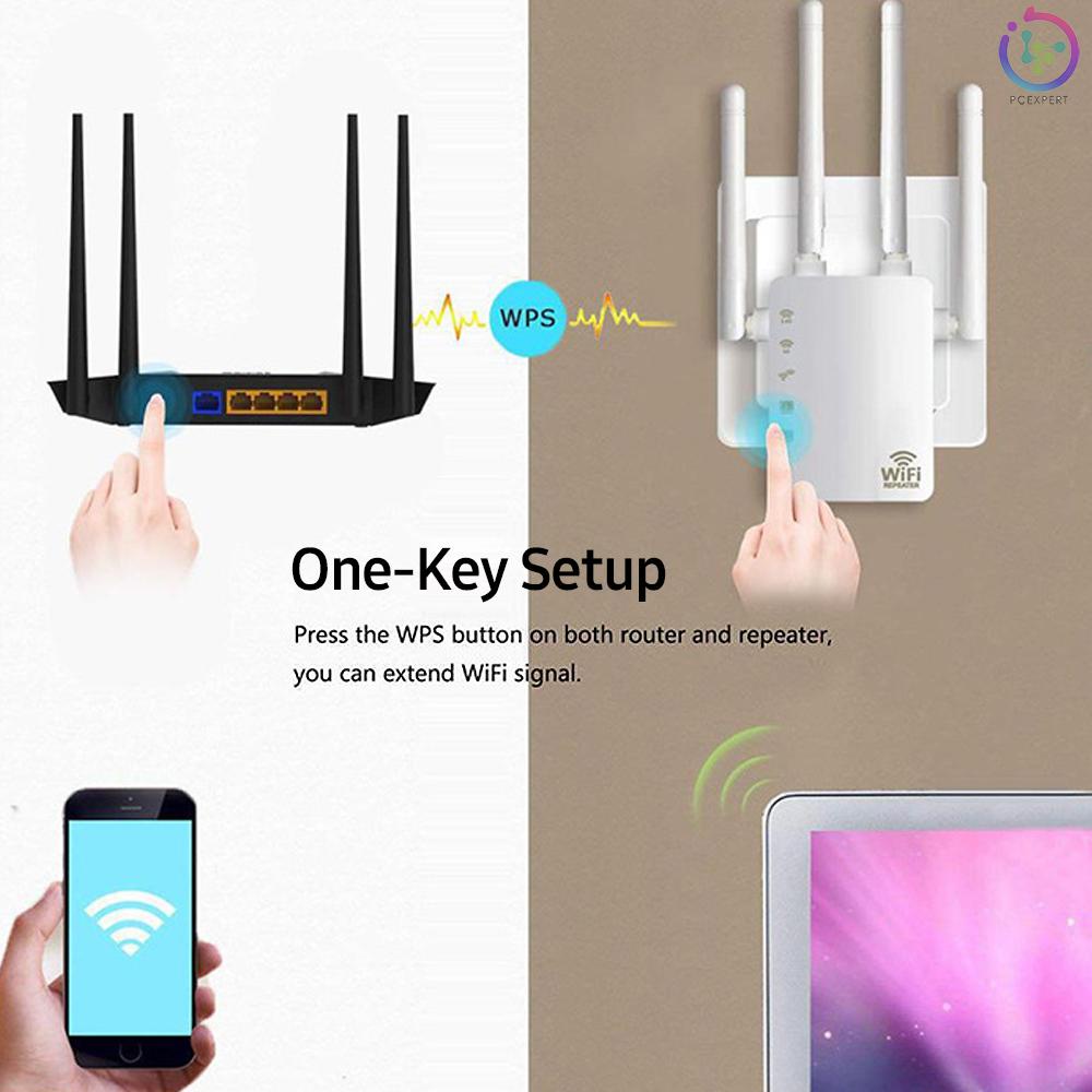 WiFi Booster 1200Mbps Dual Band 2.4GHz 5GHz WiFi Internet Signal Amplifier Wireless Repeater with Four Antennas US Plug