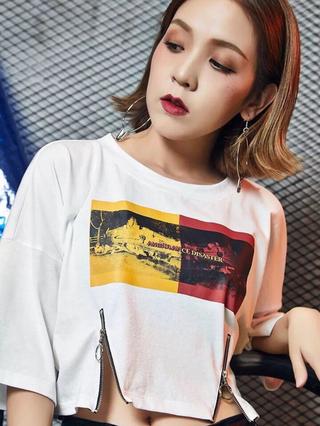 Áo croptop phối dây kéo