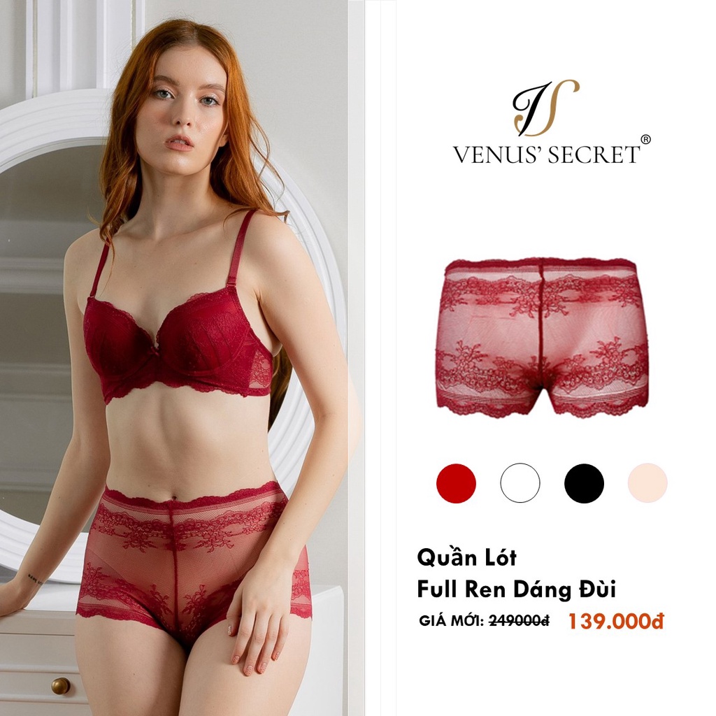 Quần lót ren nữ dạng short, cạp cao che bụng VENUSSECRET