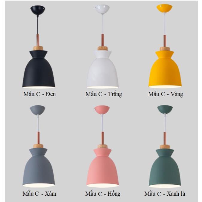 [Hàng Xịn Sò] Đèn Thả Trần Chao Nhôm Đuôi Gỗ A/B/C, Mẫu Đèn Trang Trí Hiện Đại