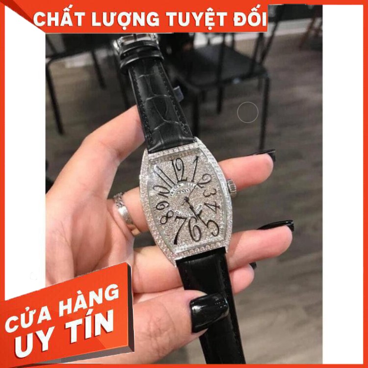 (Bảo hành 12 tháng) Đồng hồ nữ Franck muller full đá, dây da cao cấp  - Frank muller geneve