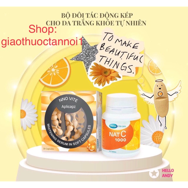 Bộ đôi bổ sung vitamin cho da và cơ thể trắng khỏe tự nhiên Nno Vite và Nat C