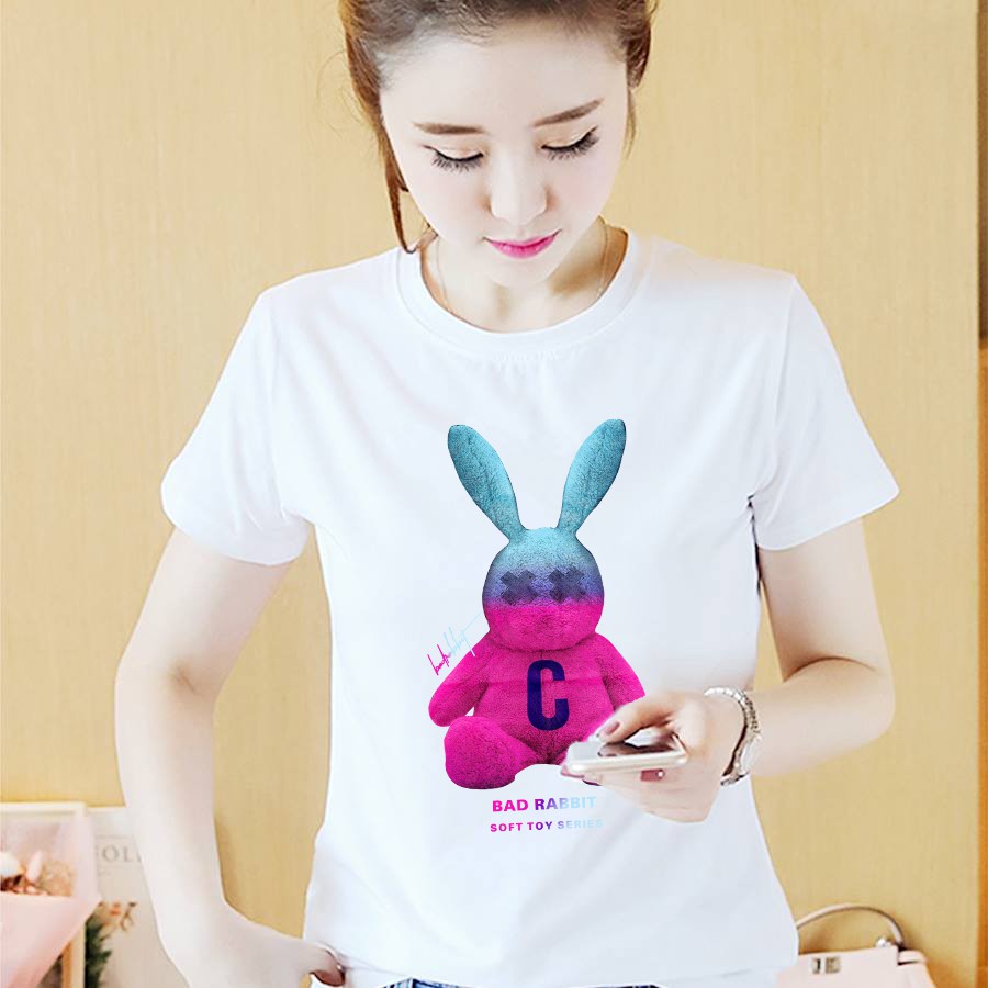 [SIÊU SALE] Áo thun nữ hình gấu 7 màu, thỏ 7 màu, vải cotton mát mịn, cục phong cách, áo thun nam nữ