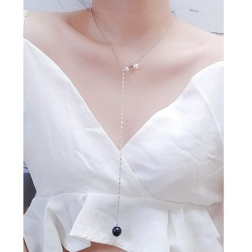 Dây Chuyền Nữ Kiểu Chữ Y Dáng Dài Titan Ko Đen TT 2819