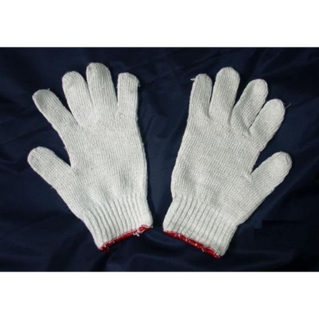 Găng tay len, găng tay lao động dệt kim trắng ngà 60g. Hàng dày dặn, len tốt.