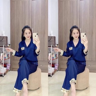 Bộ ngủ nữ pijama lụa dài tay siêu cute