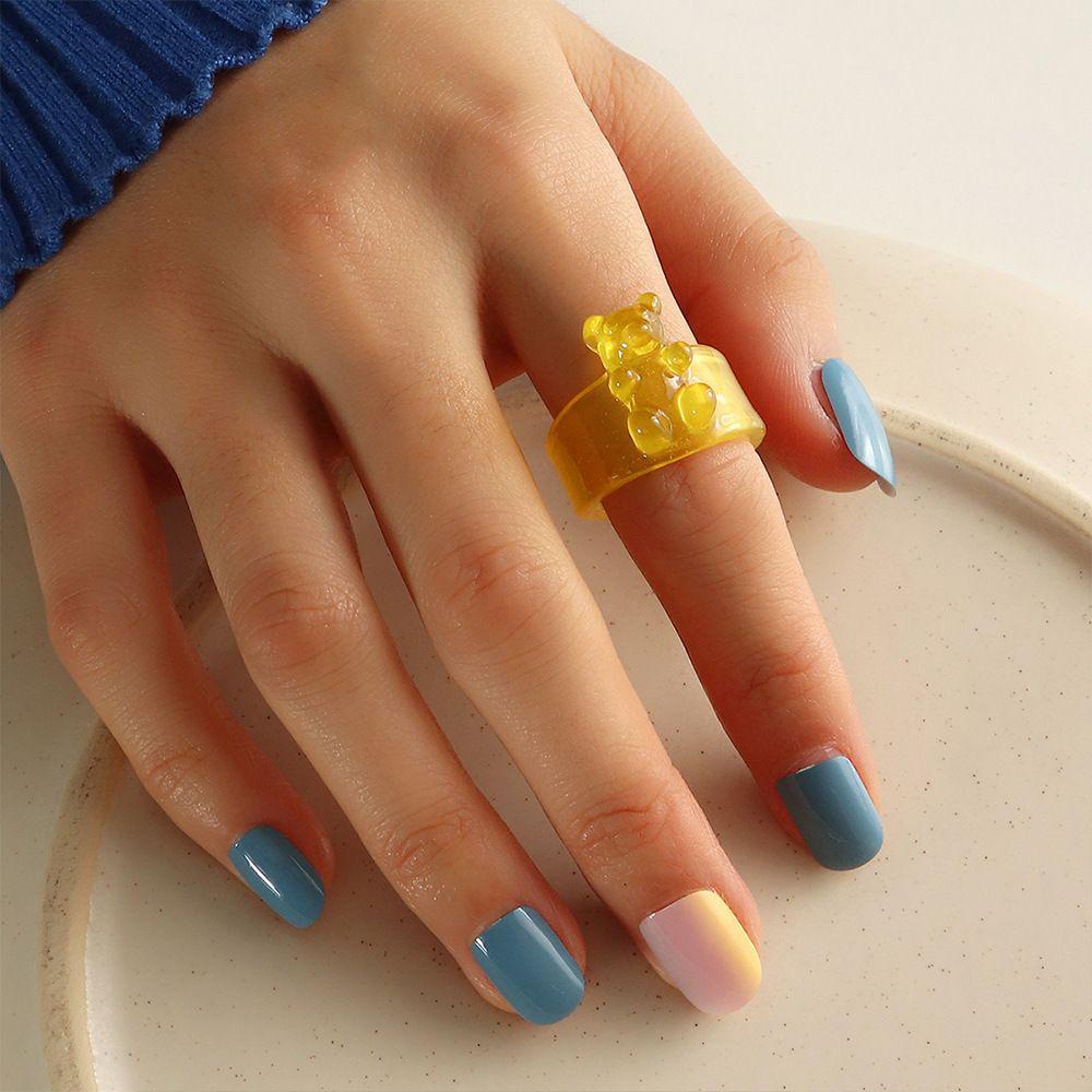 JARRED Nhẫn Resin Tròn Màu Sắc Kẹo Ngọt Phong Cách Hàn Quốc Dành Cho Nữ