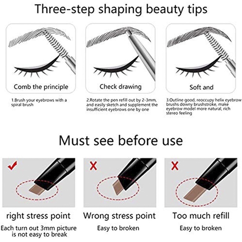 Chì kẻ mày hai đầu / chì kẻ mày thanh vàng nhỏ / chì kẻ mày không thấm nước và không thấm mồ hôi / trang điểm lâu trôi không chóng mặt Chì kẻ mày / bột kẻ mày trang điểm