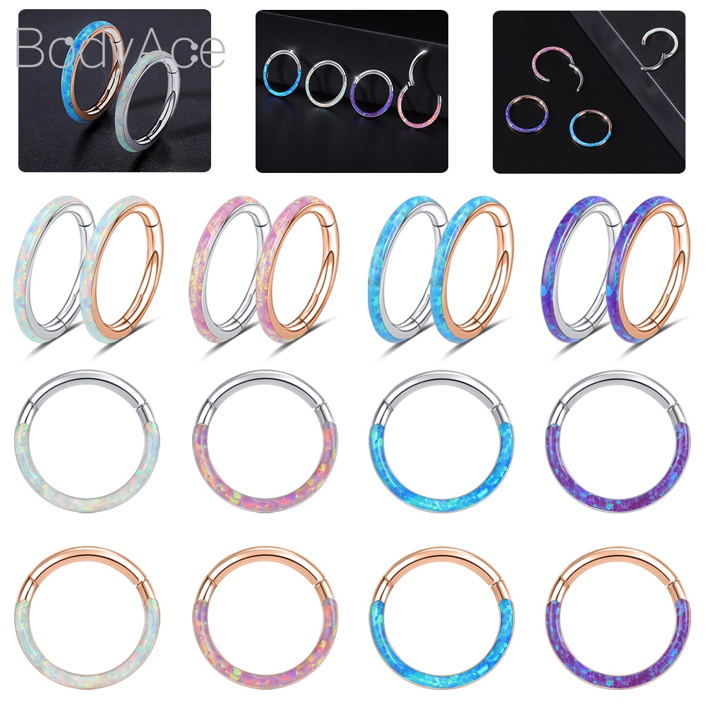 Khuyên Mũi Bằng Thép Không Gỉ Đính Đá Opal 16G Cá Tính