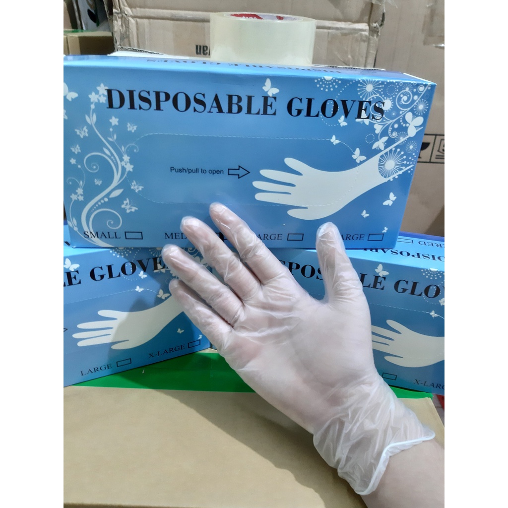 Găng Tay Vinyl Blend Gloves Không Bột Màu Đen/Trắng/Xanh, Hộp 100 Chiếc=50 Đôi Dùng Chế Biến,Thẩm Mỹ, SPA Phun Xăm