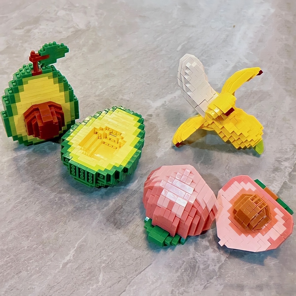 Bộ Lắp Ráp Lego Bơ Chuối Đào | Đồ Chơi Xếp Hình 3D Hoa Quả Nanoblocks Dễ Thương
