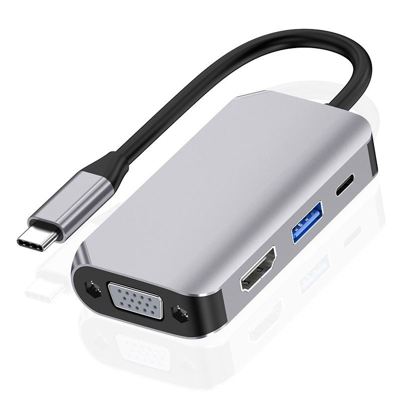 Type C 4 in 1 to HDMI Multiport Adapter Compatible HDMI+USB3.0+VGA