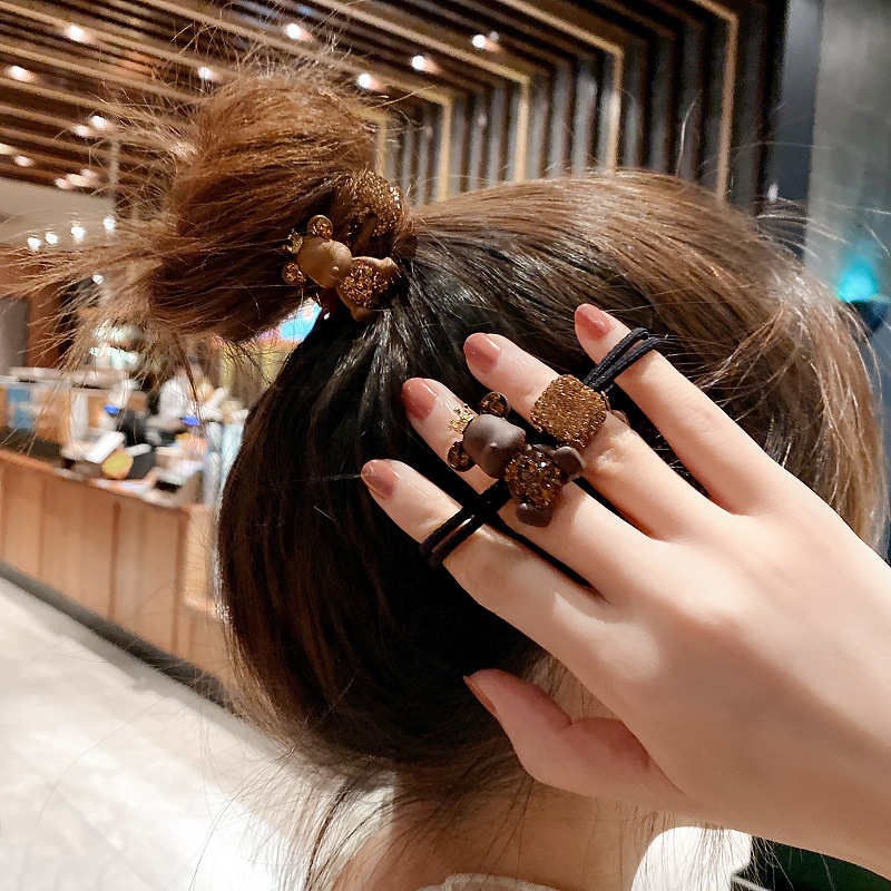 Dây Buộc Tóc Cao Su Co Giãn Hình Gấu Thời Trang Hàn Quốc Năm 2021