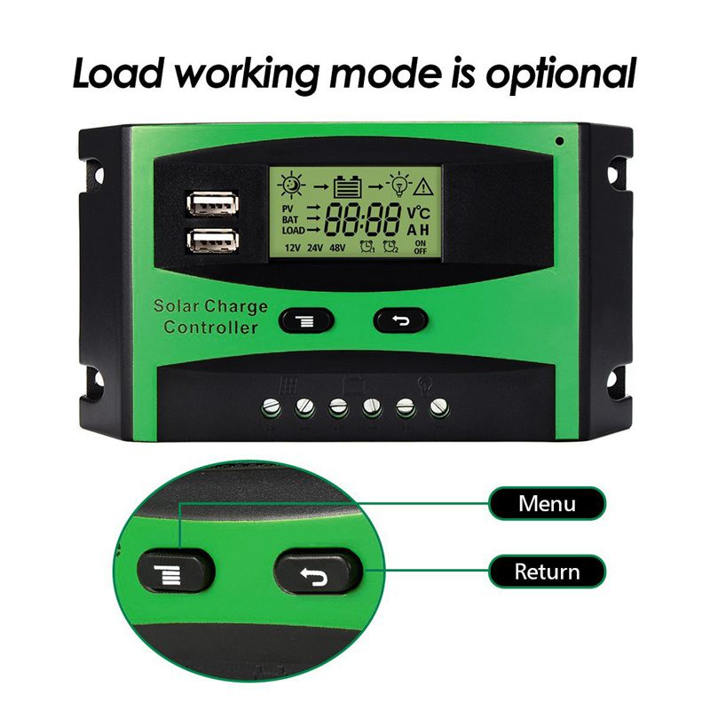 Bộ Điều Khiển Sạc Năng Lượng Mặt Trời 30A 12V 24V Hai Cổng USB 5VDC