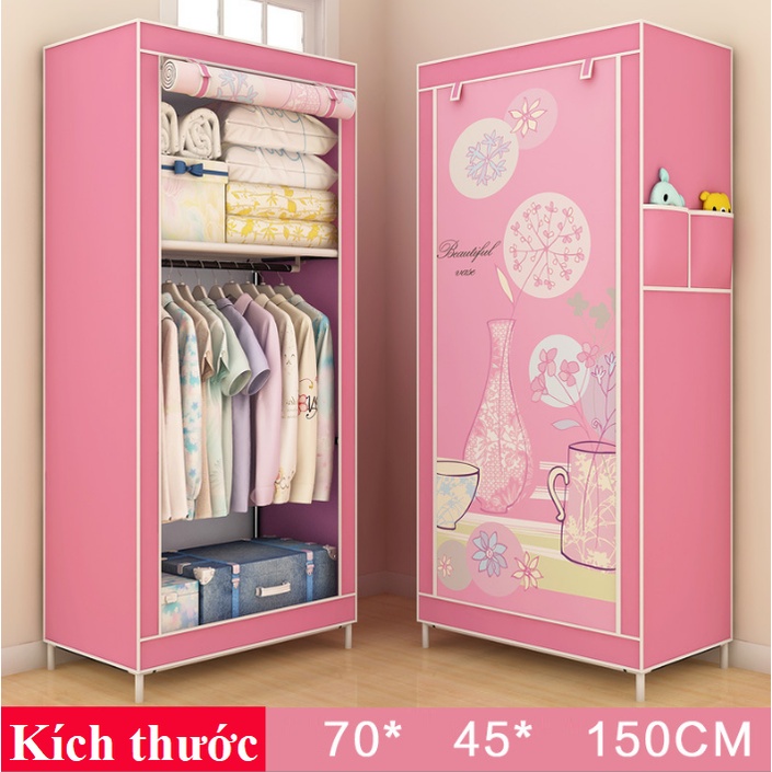 Tủ vải 3D 1 buồng 2 ngăn khung ninox cao cấp
